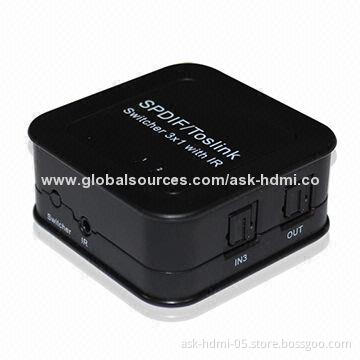 3 x 1 Toslink Audio Switch with IR, 5V DC/500mA Power Supply